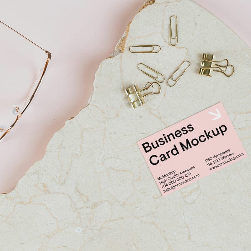 Free Business Card On Marble Mockup PSD » CSS Author