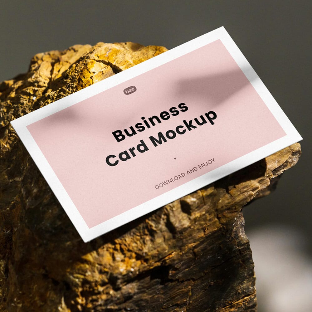 Free Business Card On Stone Mockup PSD
