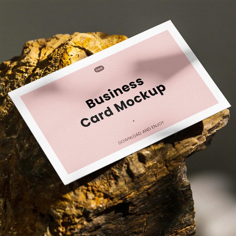 Free Business Card On Stone Mockup PSD