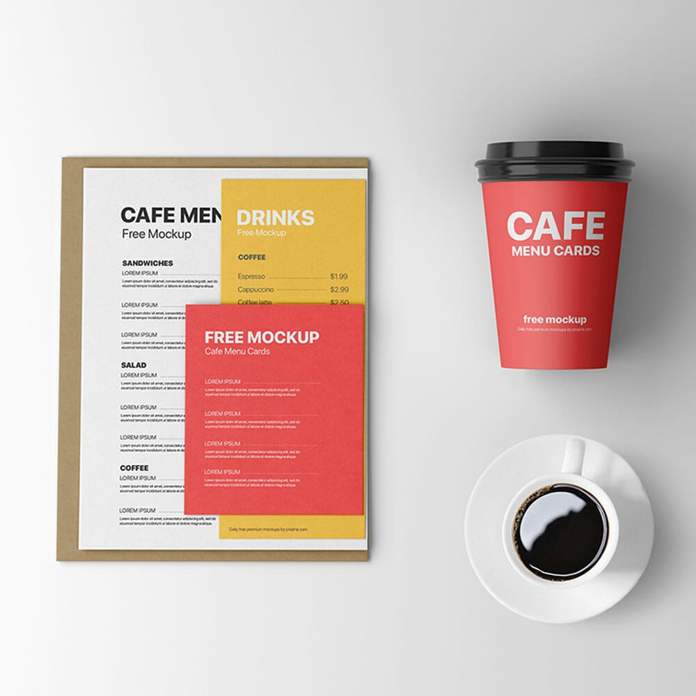 Free Cafe Menu Card Mockup PSD