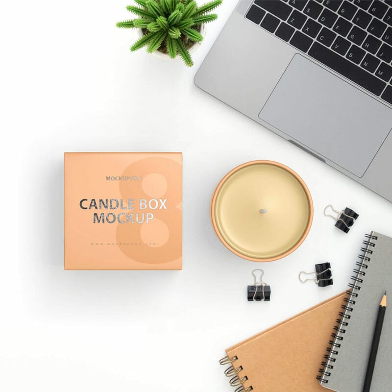 Free Candle Box Mockup PSD Template