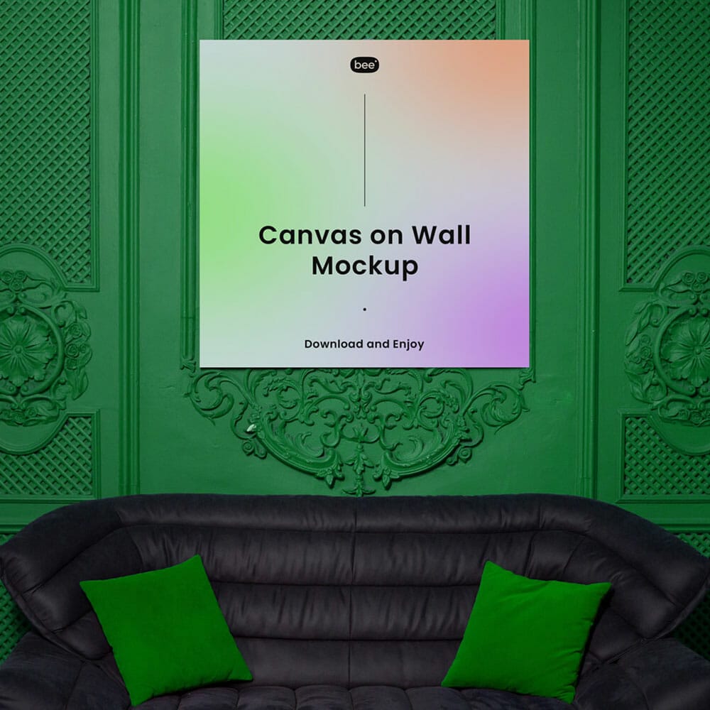 Free Canvas On Wall Mockup PSD