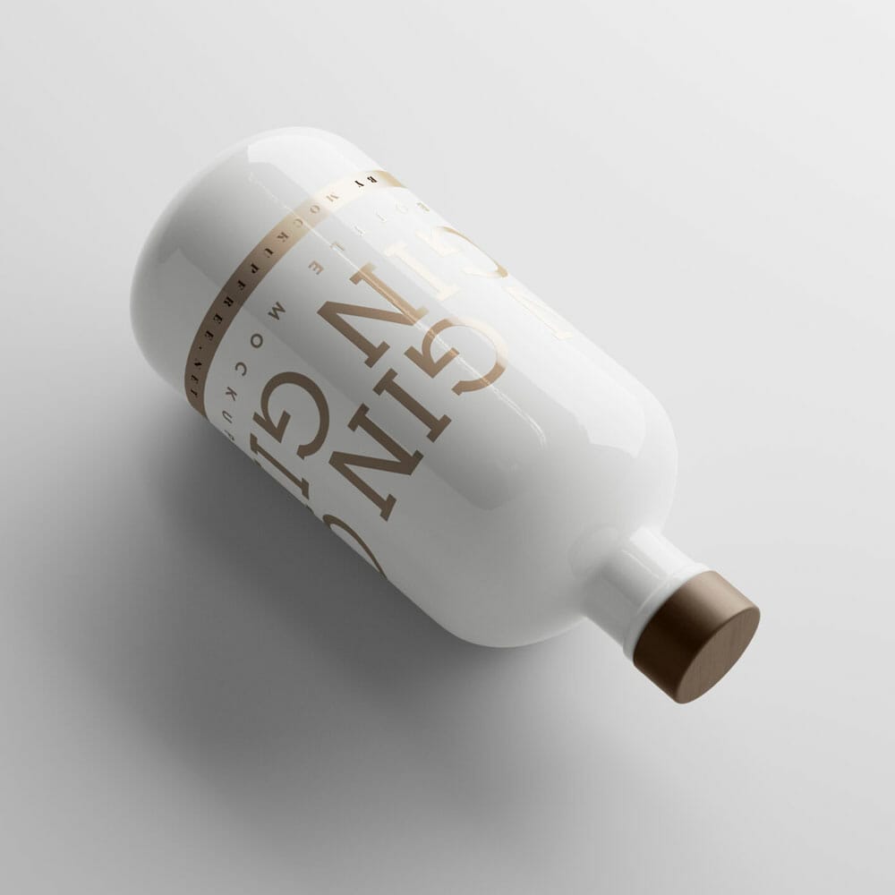 Free Ceramic GIN Bottle Mockup PSD
