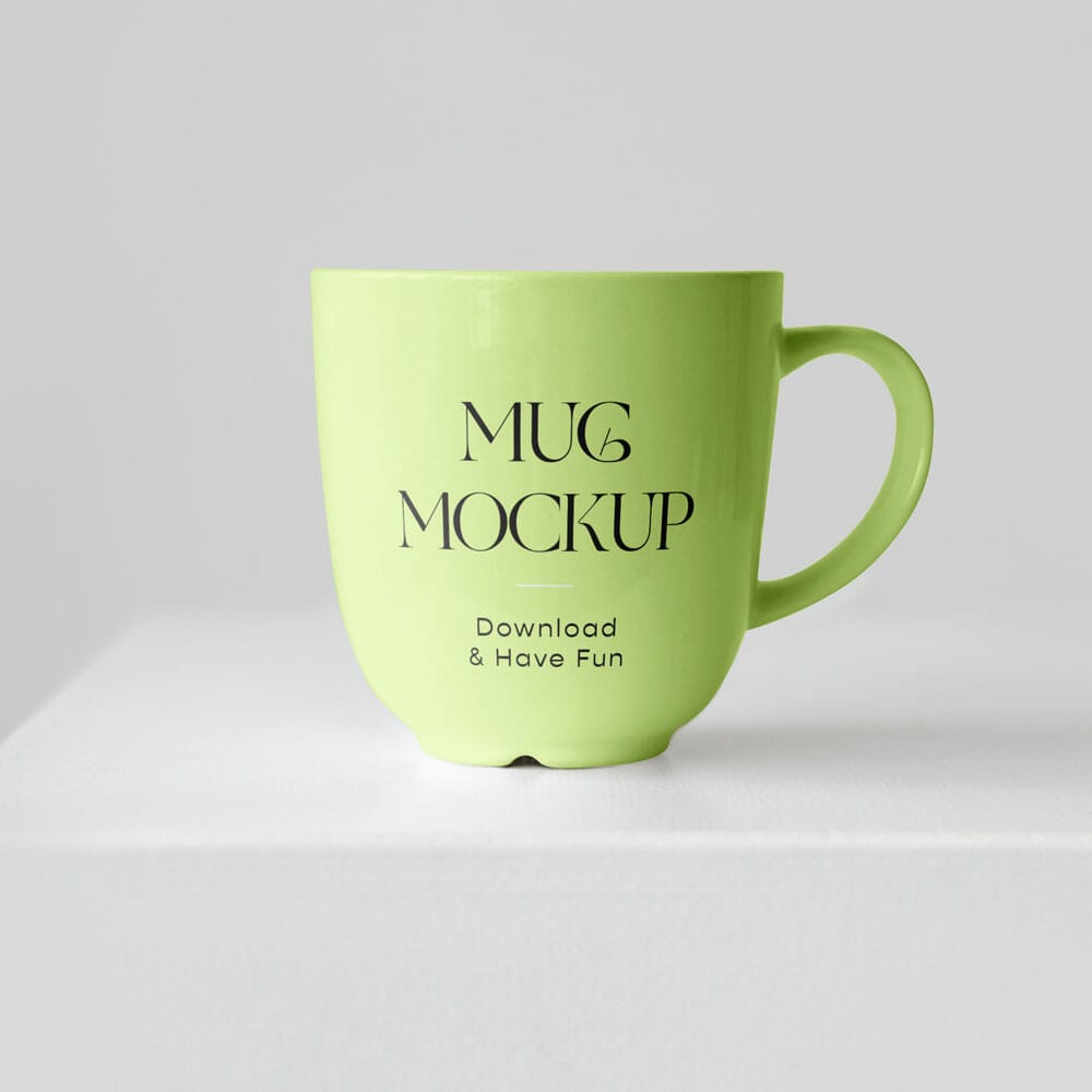 Free Ceramic Mug On Cube Mockup
