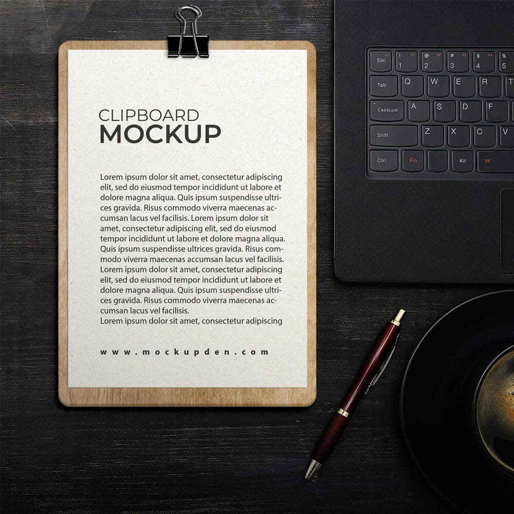 Free Clipboard Menu Mockup PSD Template