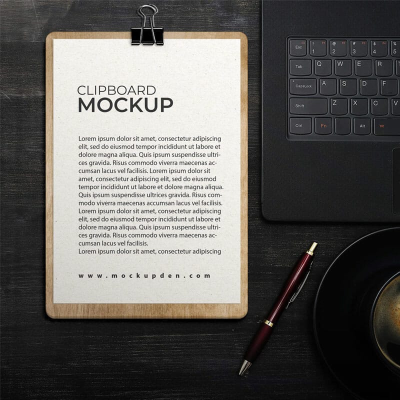 Free Clipboard Menu Mockup PSD Template