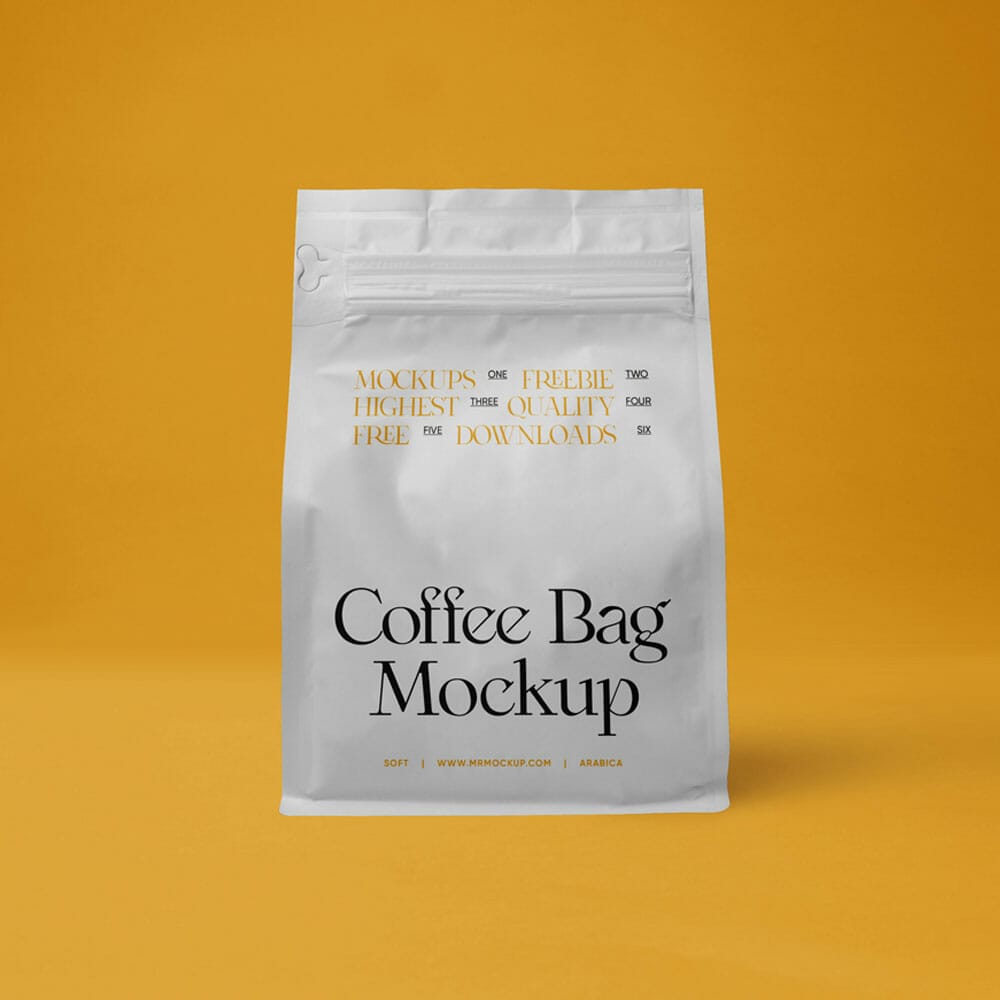 Free Coffee Bag PSD Mockup