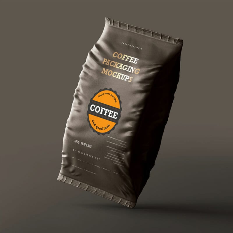 Free Coffee Foil Pack Mockups PSD