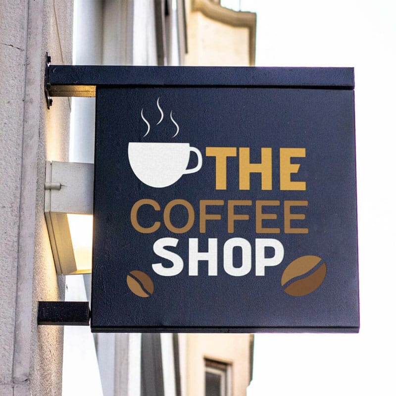 Free Coffee Shop Sign Mockup PSD Template