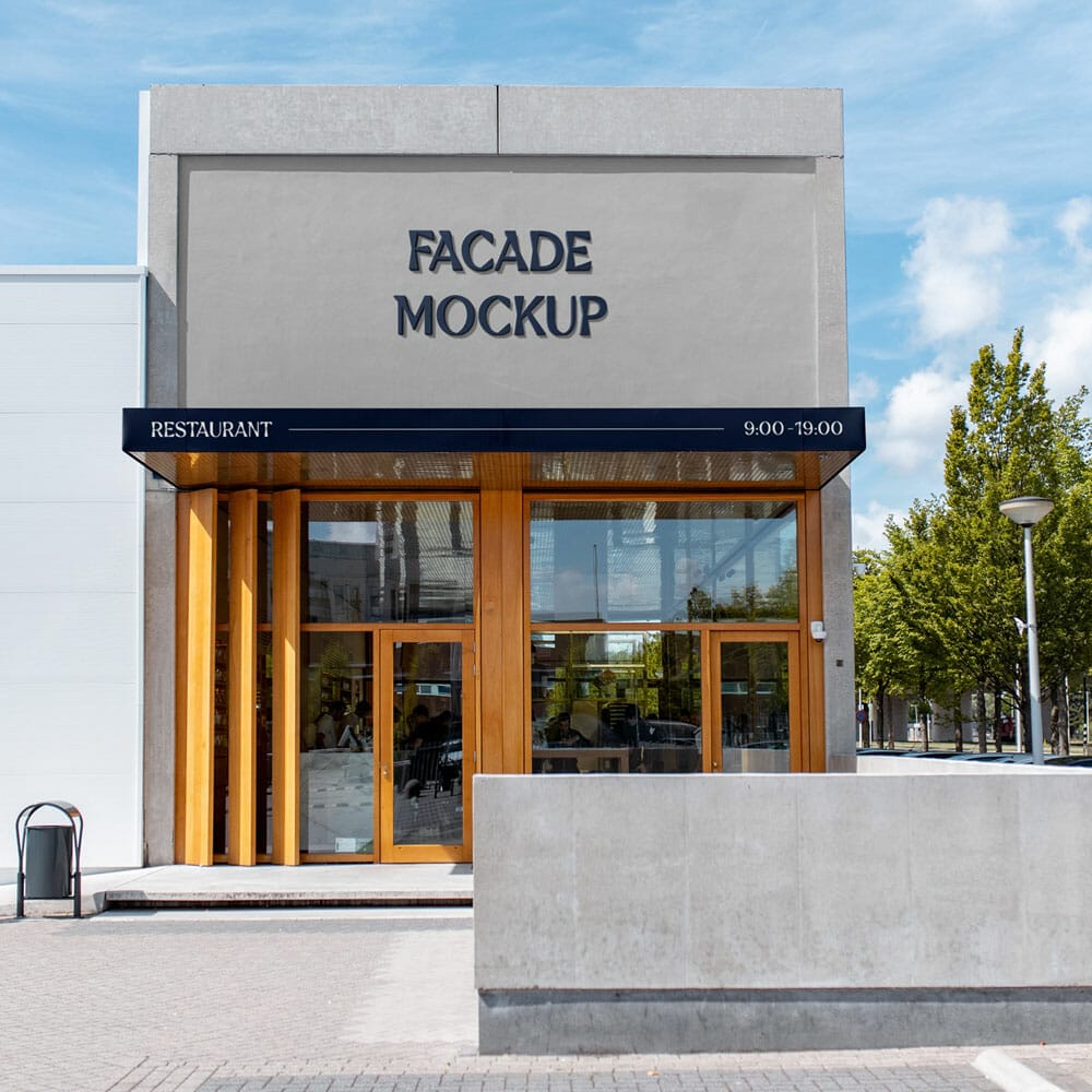 Free Concreate Building Facade Mockup PSD