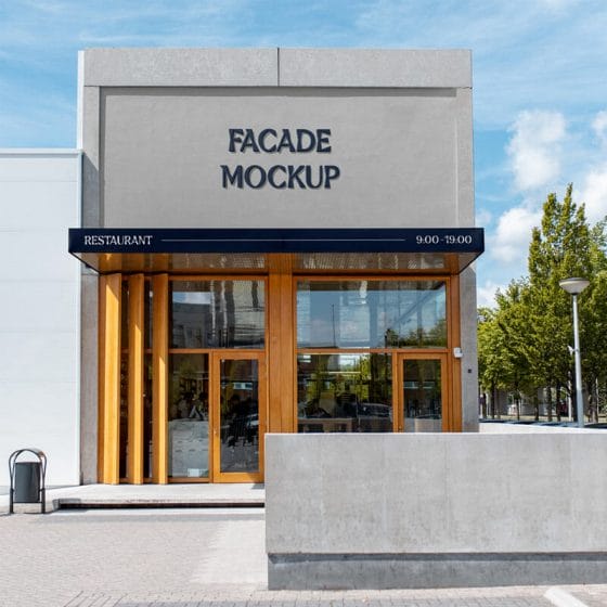 Free Concreate Building Facade Mockup PSD