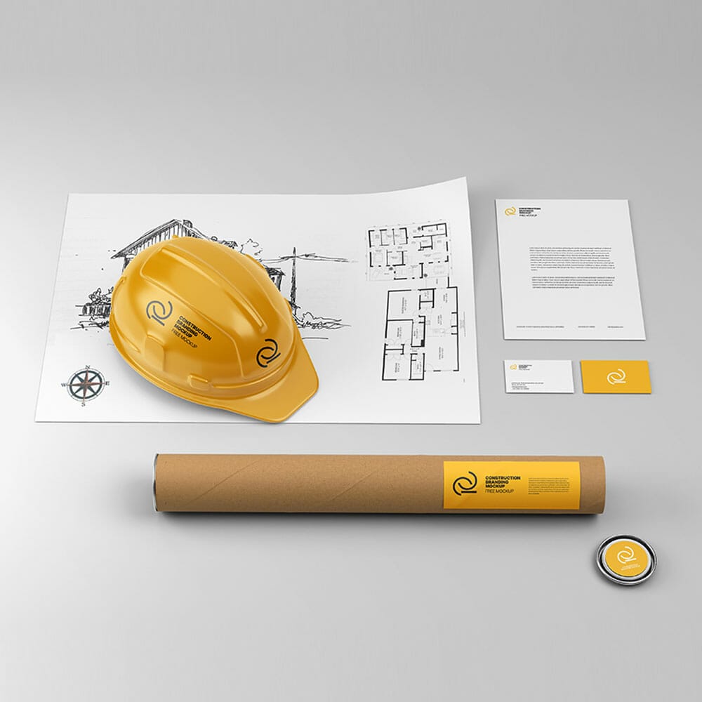 Free Construction Branding Mockup PSD