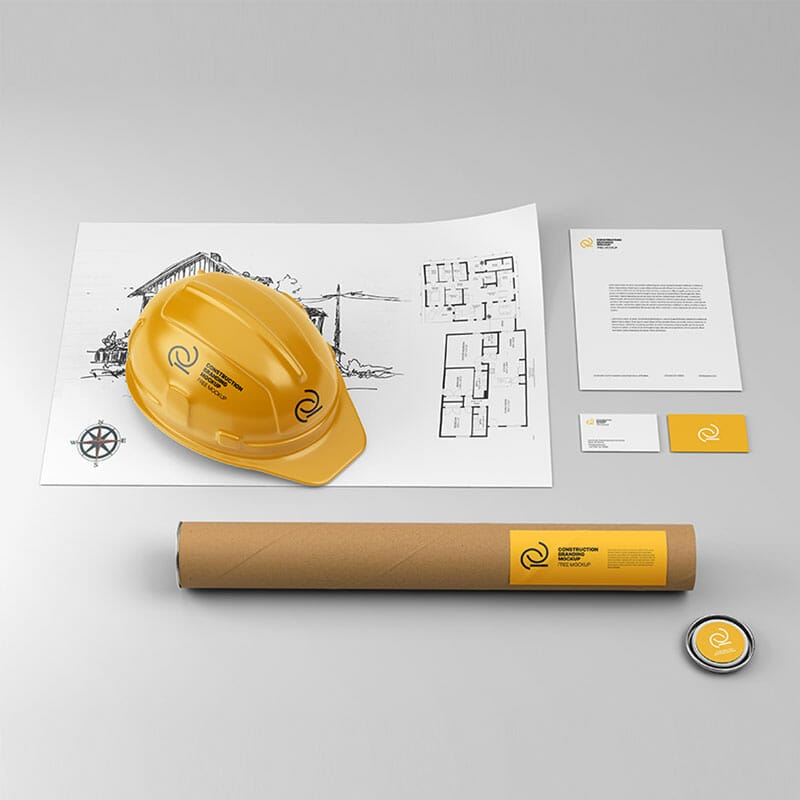 Free Construction Branding Mockup PSD