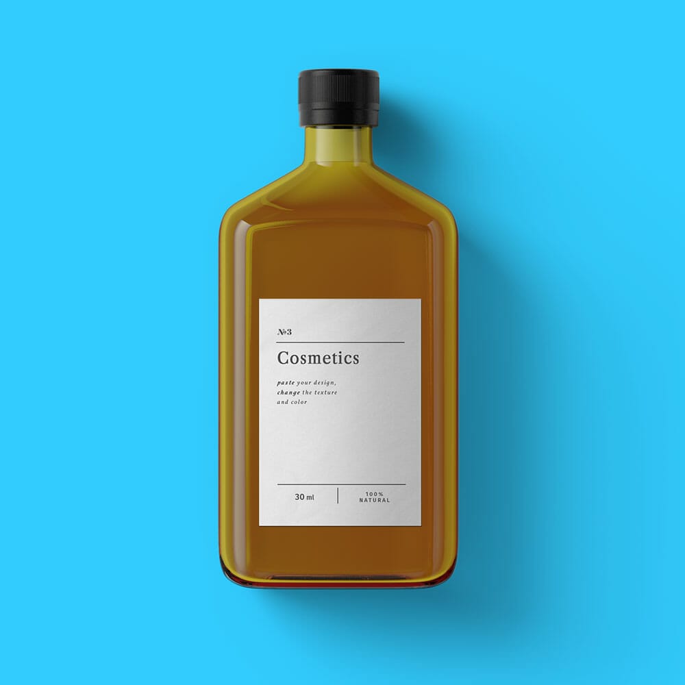Free Cosmetics Top View Bottle Mockup PSD Template