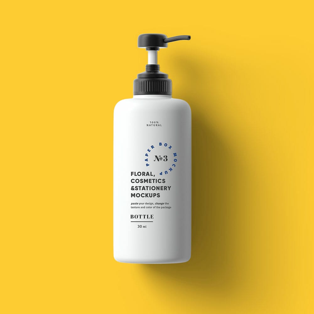 Free Cosmetics Top View Bottle Mockup PSD