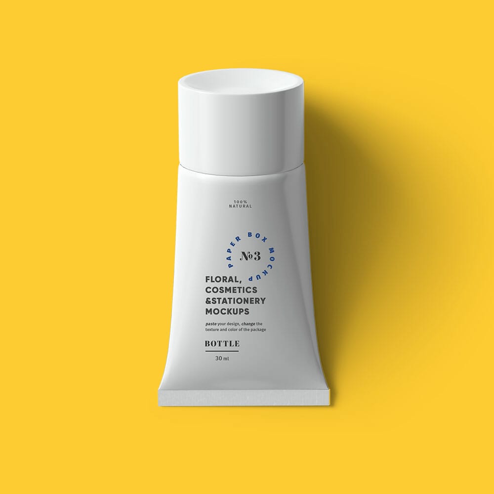 Free Cosmetics Top View Tube Mockup PSD