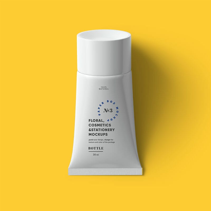 Free Cosmetics Top View Tube Mockup PSD