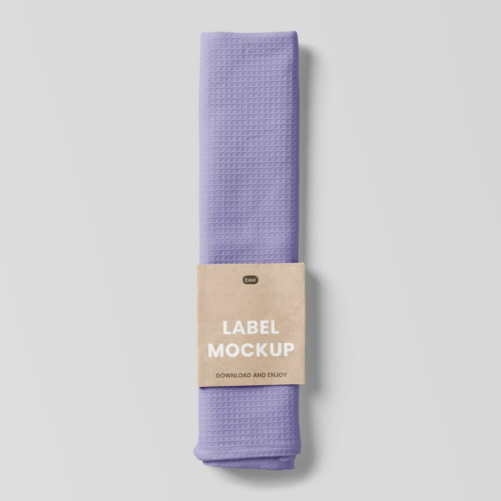 Free Dishcloth With Paper Label Mockup PSD