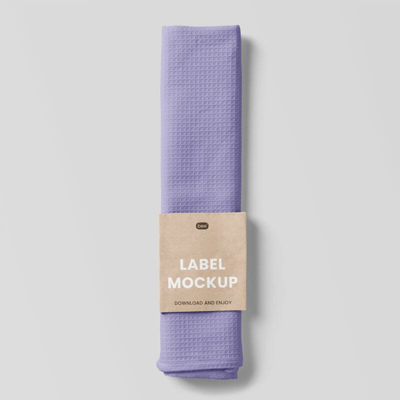 Free Dishcloth With Paper Label Mockup PSD