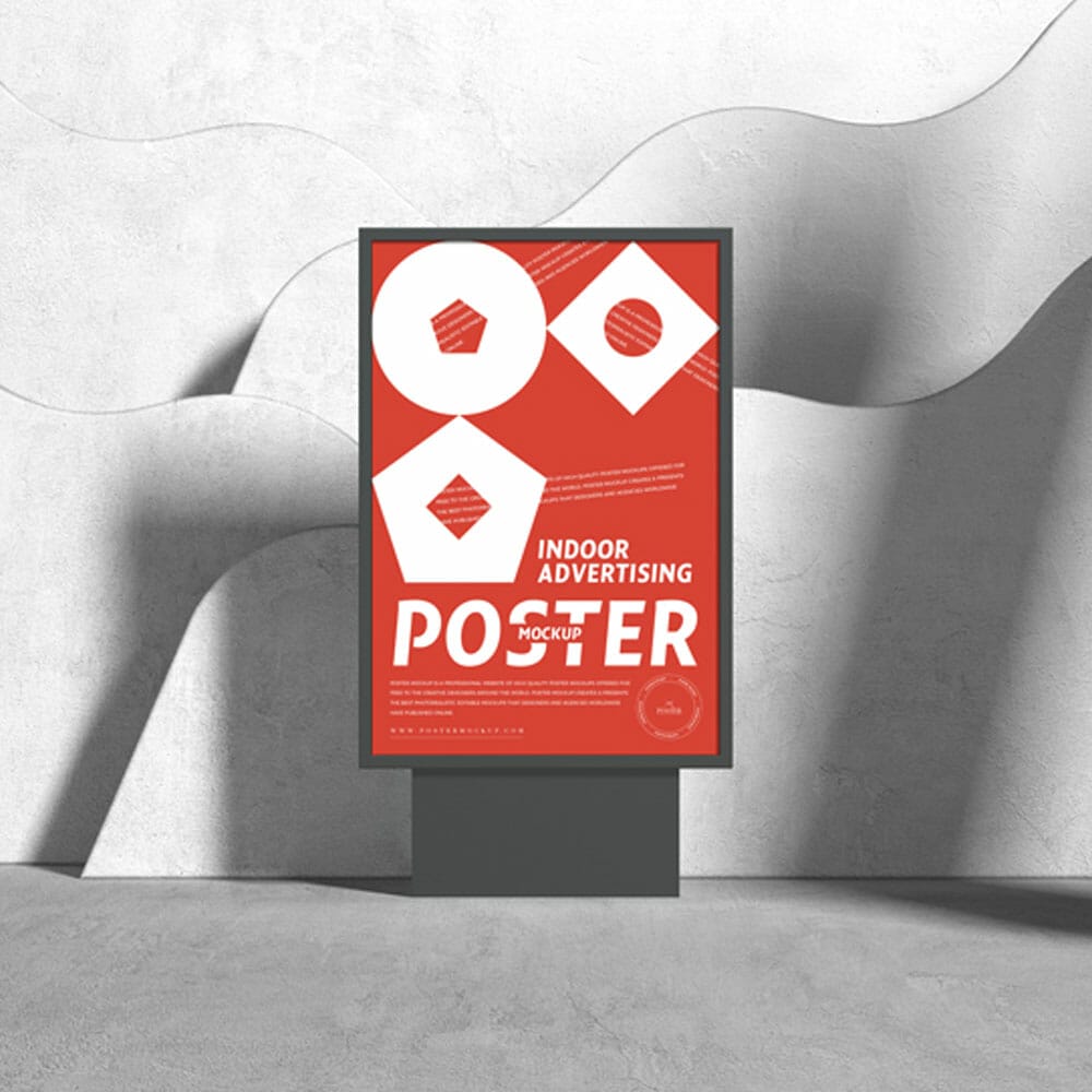 Free Elegant Indoor Advertising Poster Mockup PSD