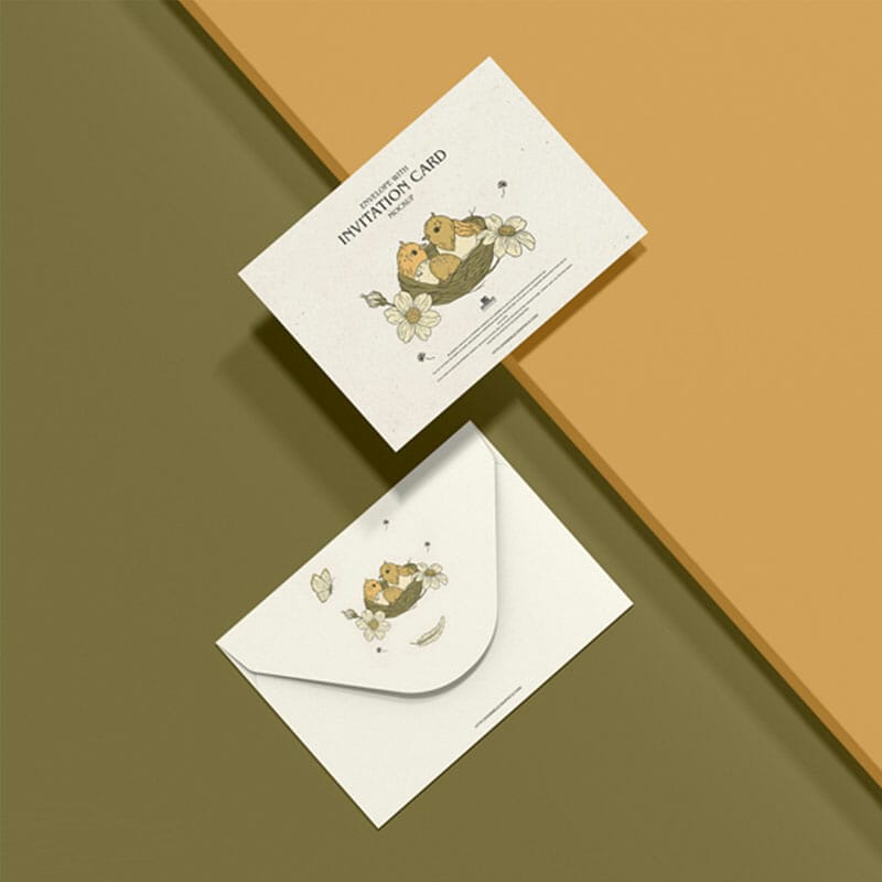 Free Envelope With Invitation Card Mockup PSD