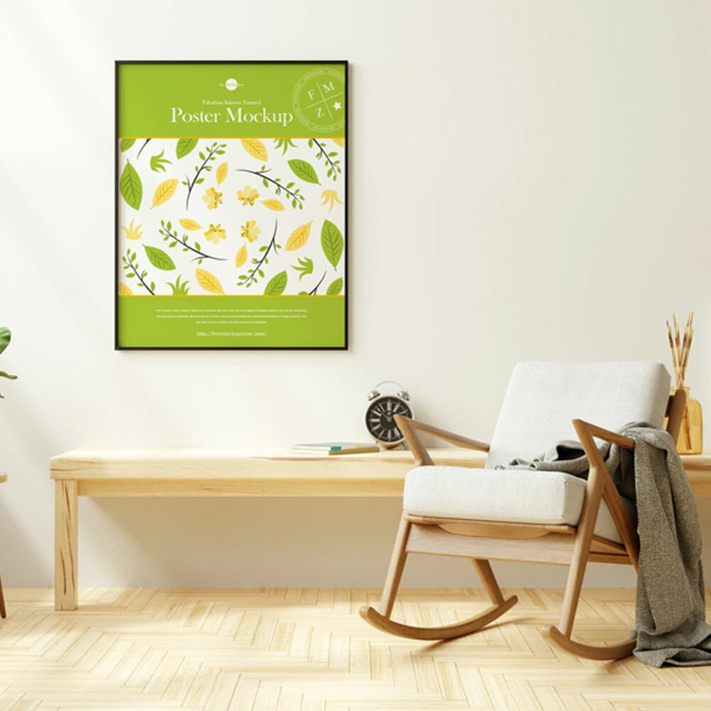 Free Fabulous Interior Framed Poster Mockup