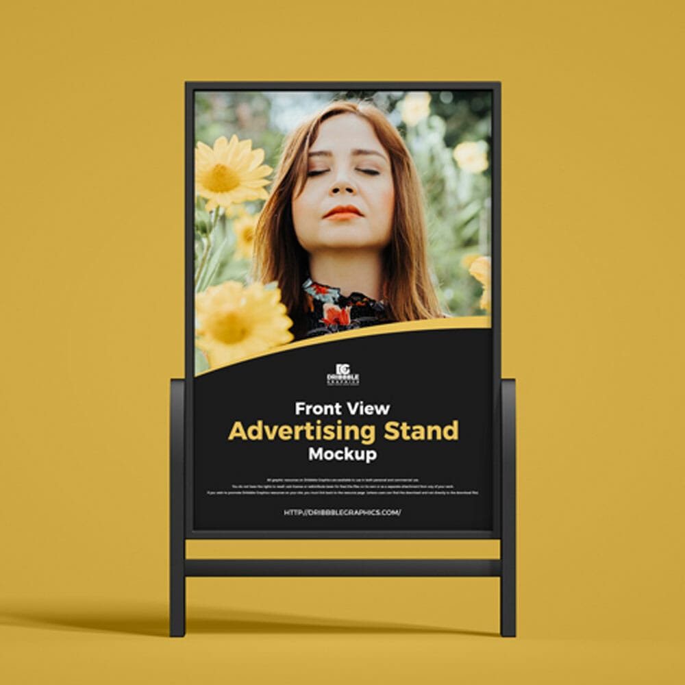 Free Front View Advertising Stand Mockup