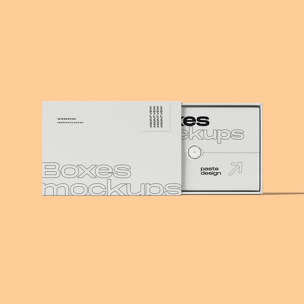 Free Front View Open Box Mockup PSD