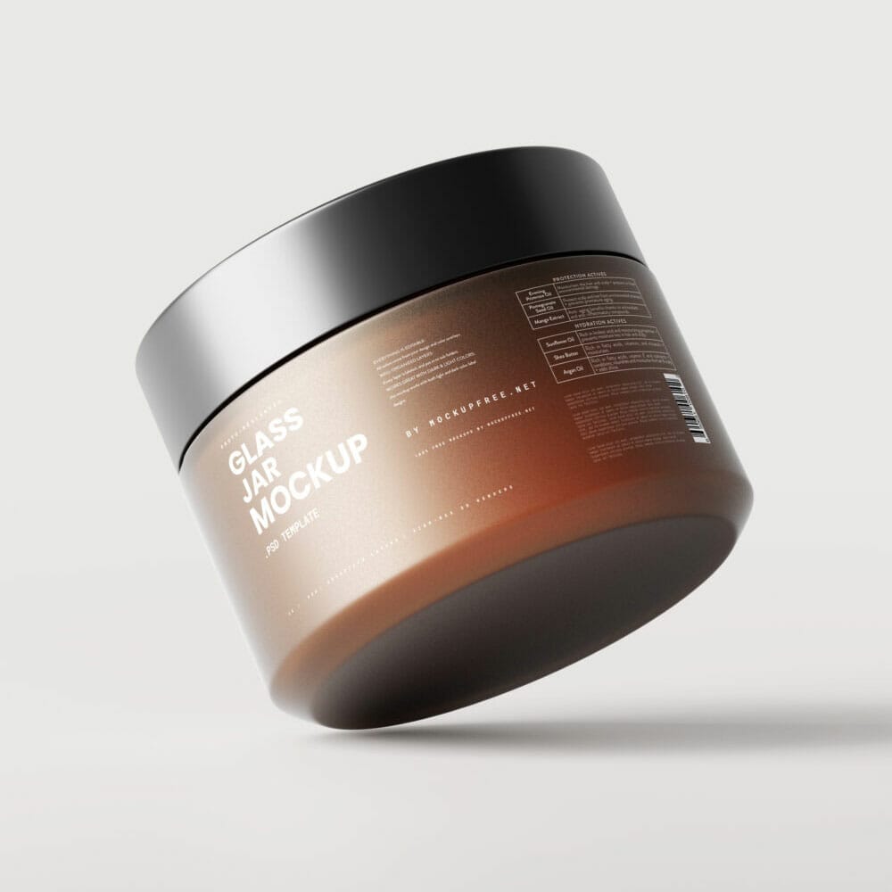 Free Frosted Amber Glass Jar Mockups PSD