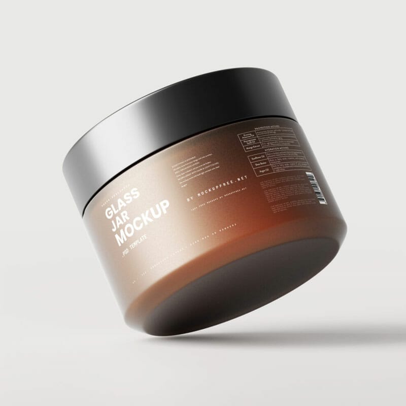 Free Frosted Amber Glass Jar Mockups PSD