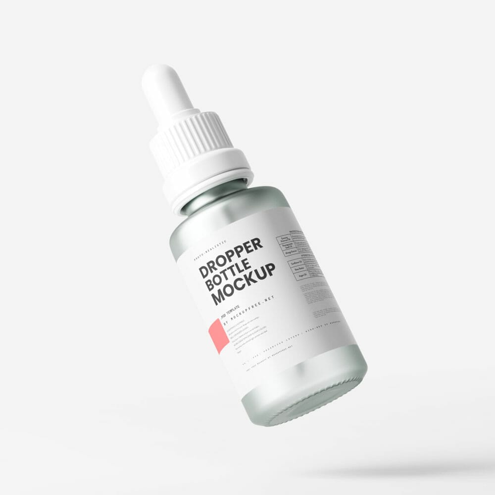 Free Frosted Glass Dropper Bottle Mockup PSD