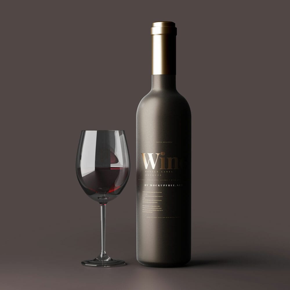 Free Frosted Glass Wine Bottle Mockup PSD