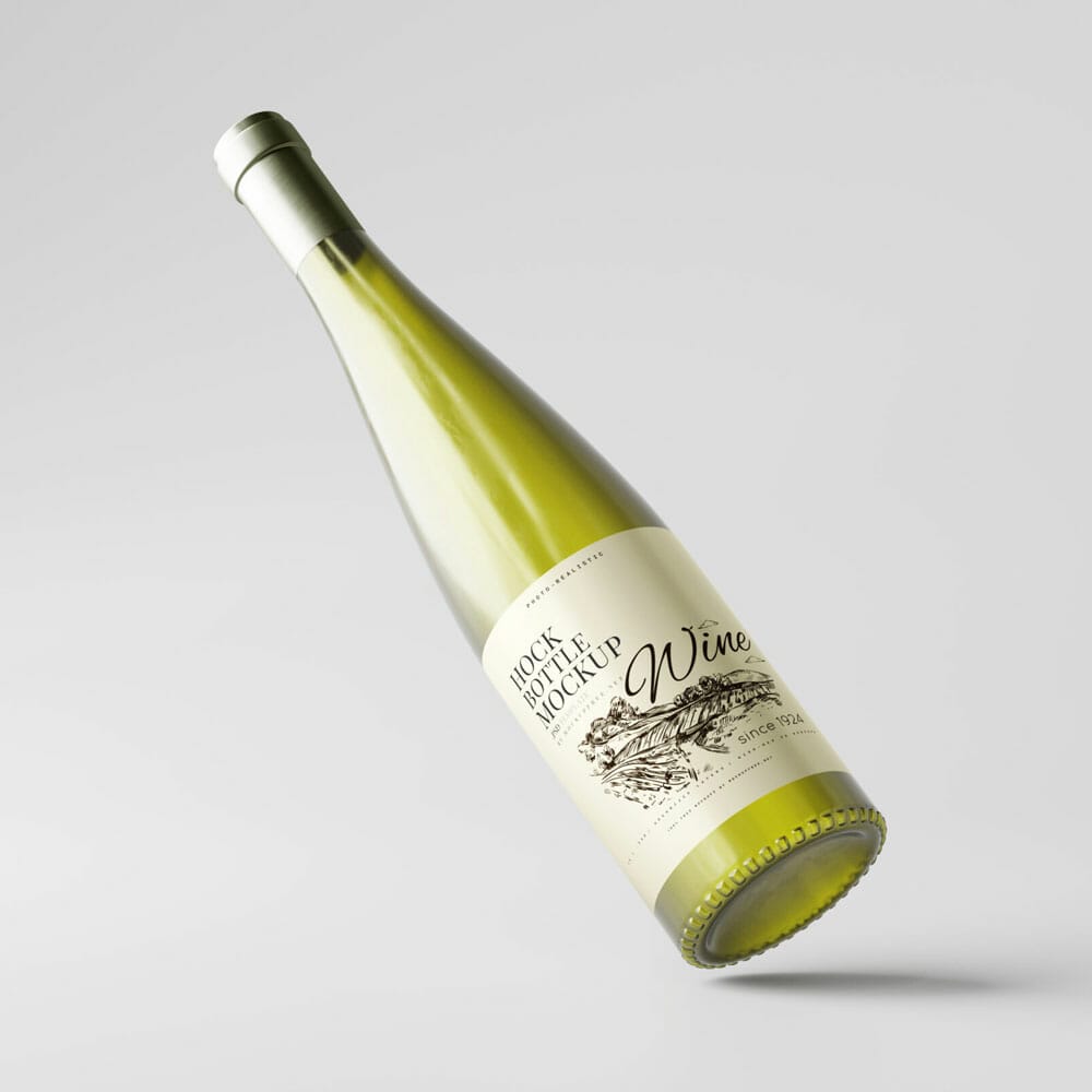 Free Hock Wine Bottle Mockups PSD