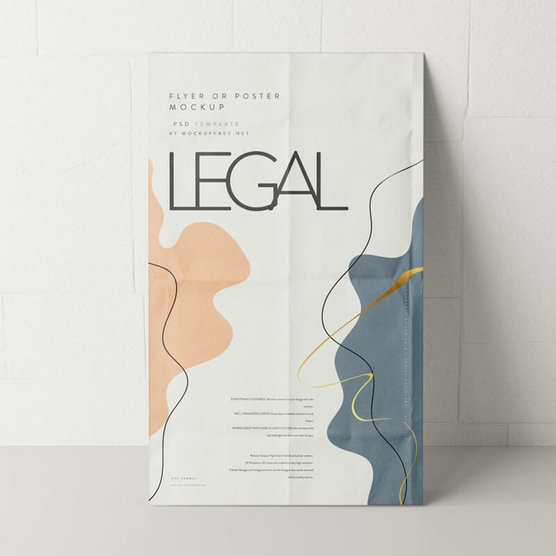 Free Legal Size Flyer Or Poster Mockup PSD