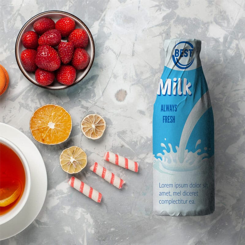 Free Milk Packaging Mockup PSD Template