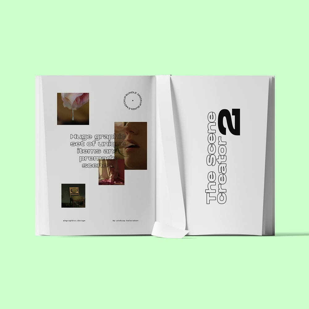 Free Open Magazine With Bookmark Mockup PSD