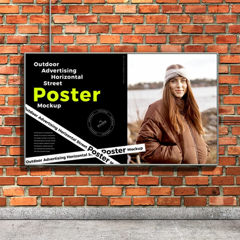 Free Outdoor Advertising Horizontal Street Poster Mockup