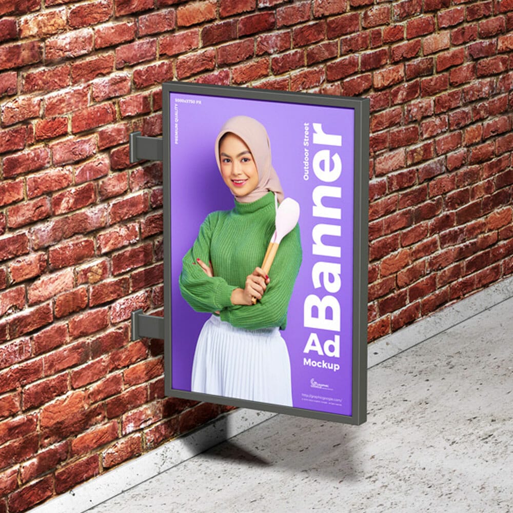 Free Outdoor Street Banner Ad Mockup