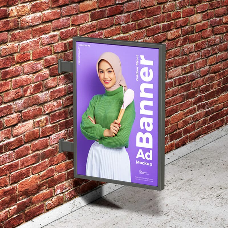 Free Outdoor Street Banner Ad Mockup