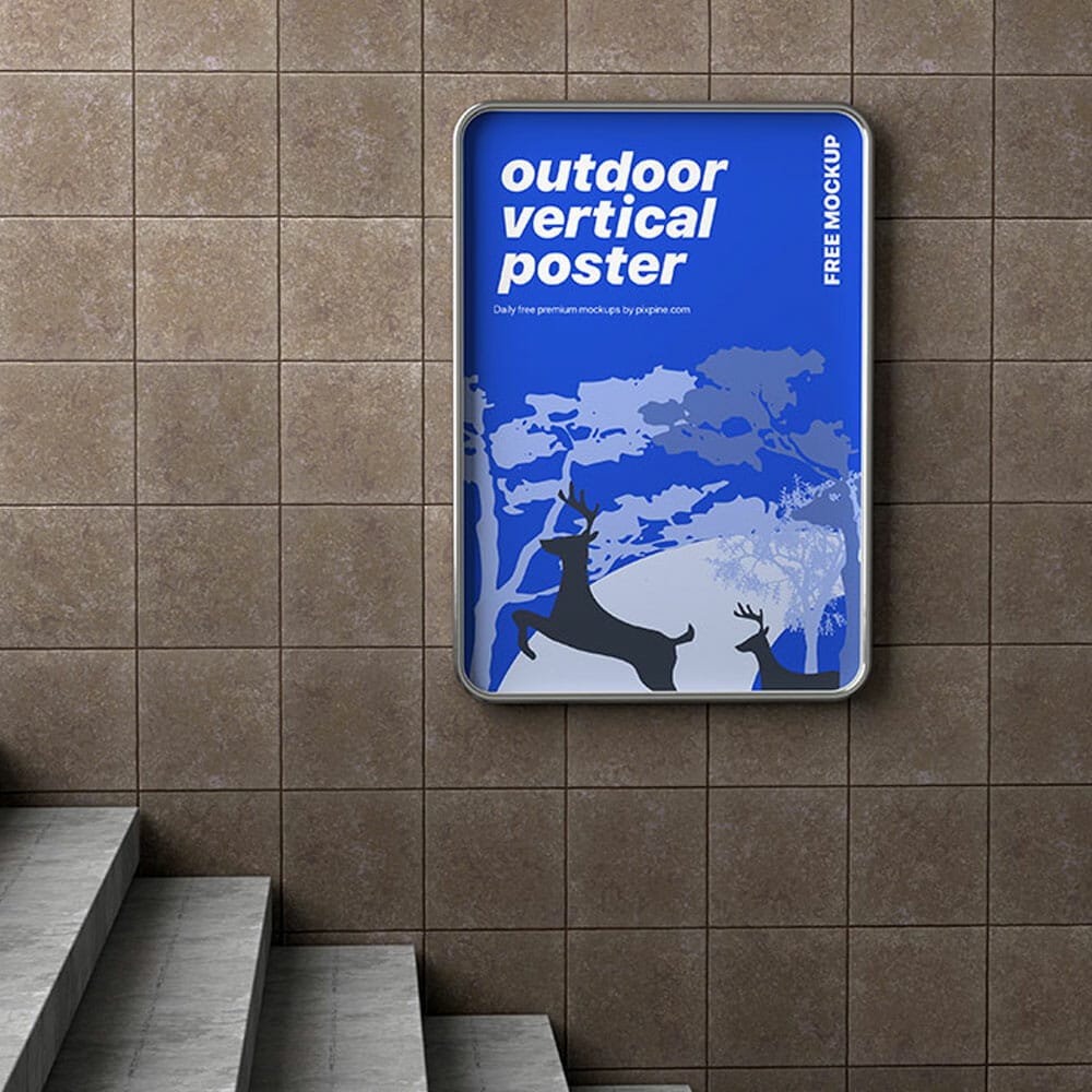 Free Outdoor Vertical Poster Mockup PSD