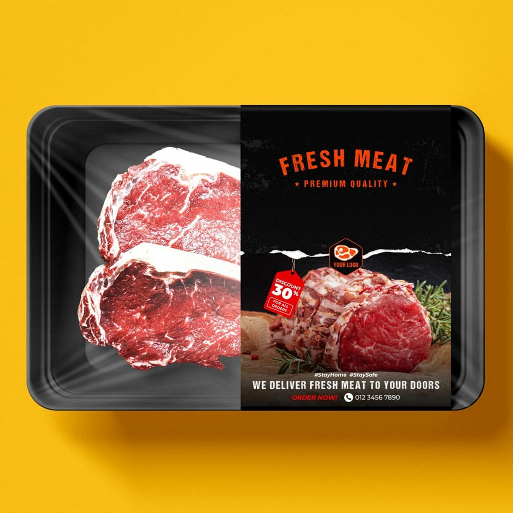 Free Packaging Meat Tray Mockup PSD Template