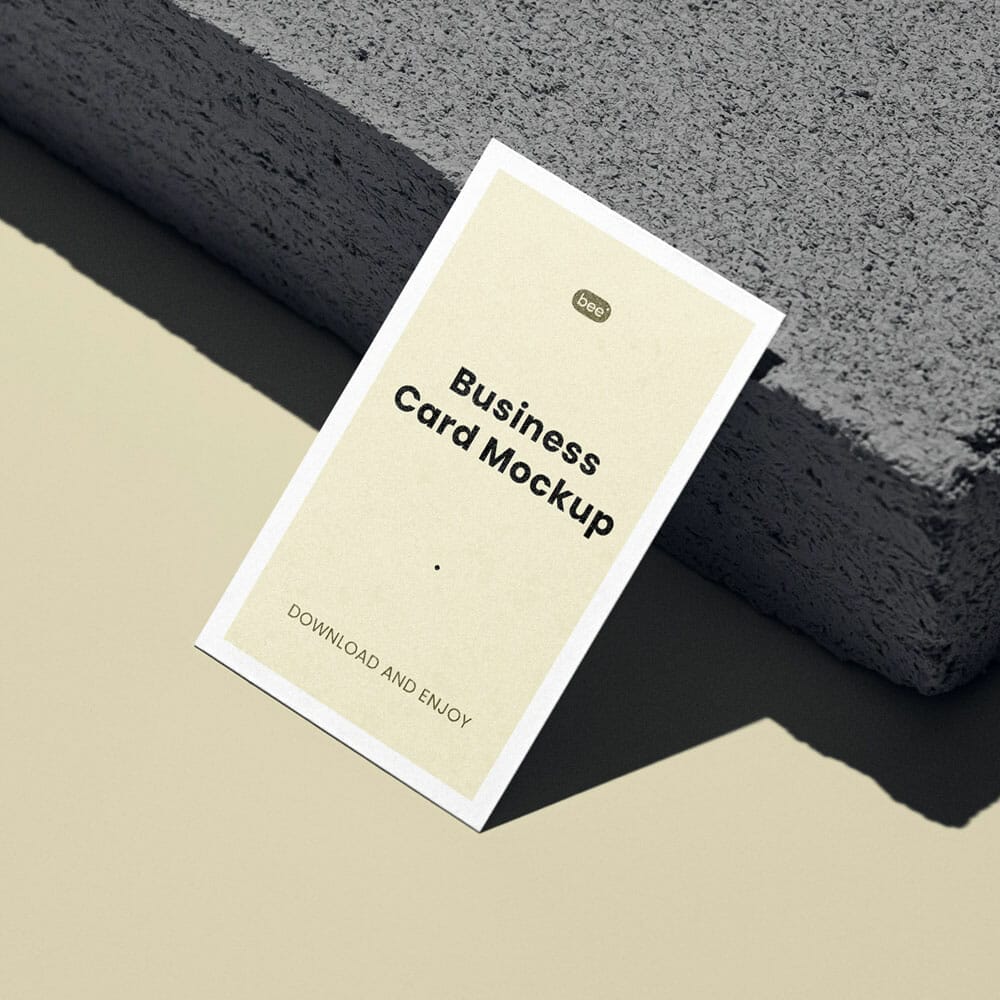 Free Perspective Business Card With Brick Mockup