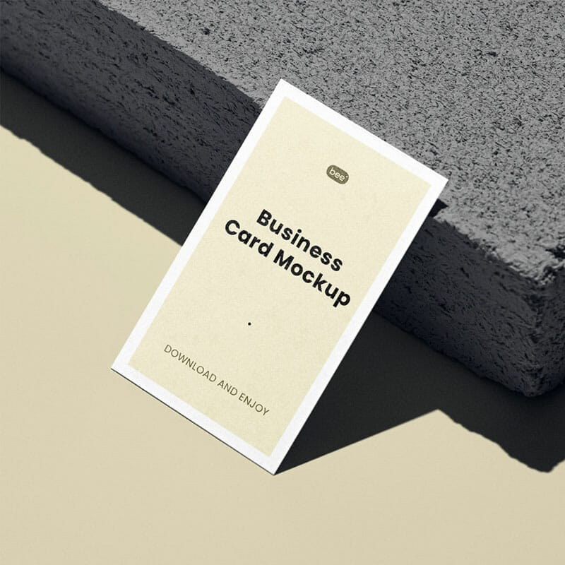 Free Perspective Business Card With Brick Mockup