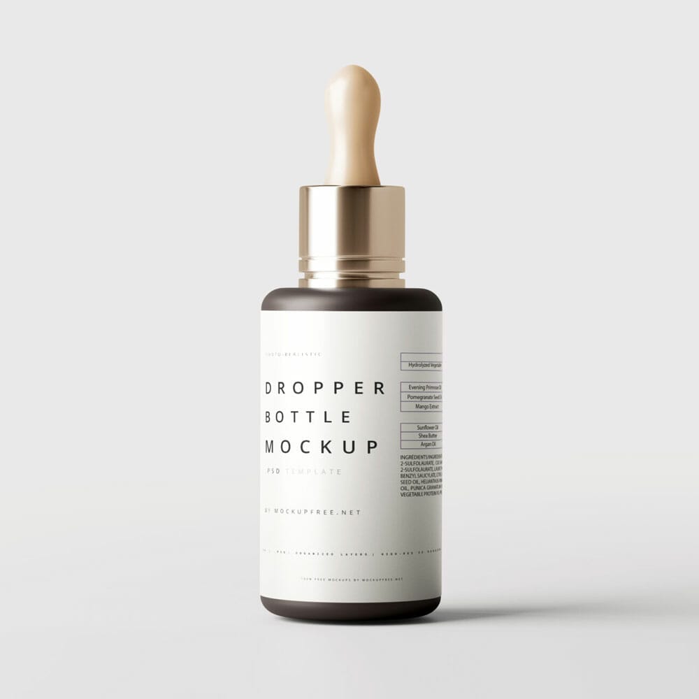 Free Plastic Dropper Bottle Mockups PSD