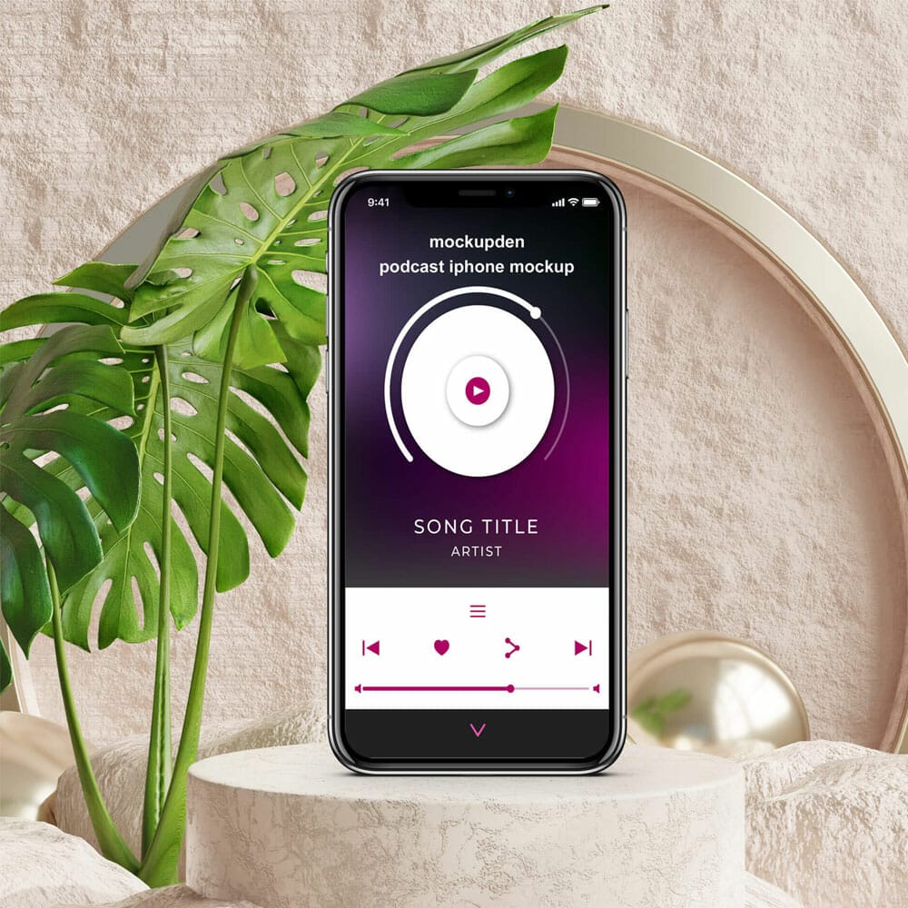 Free Podcast iPhone Mockup PSD Template