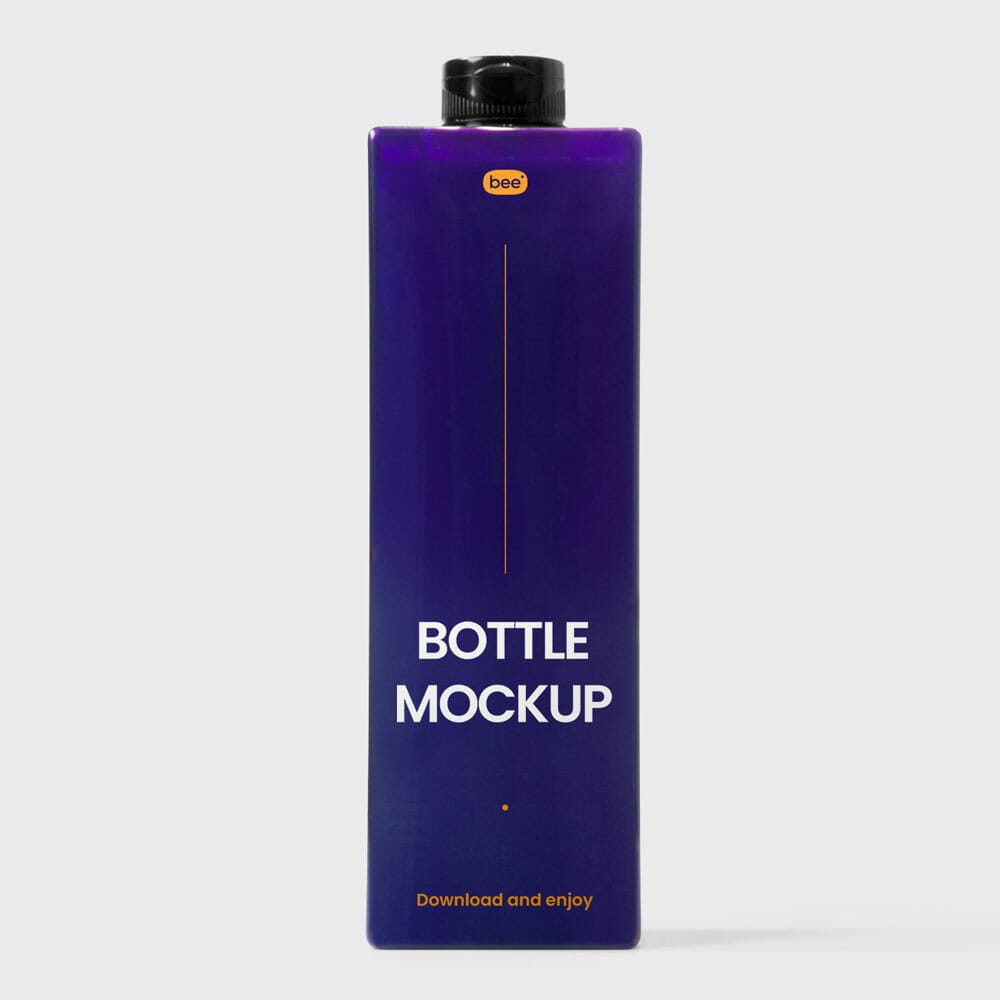 Free Rectangle Bottle Mockup PSD