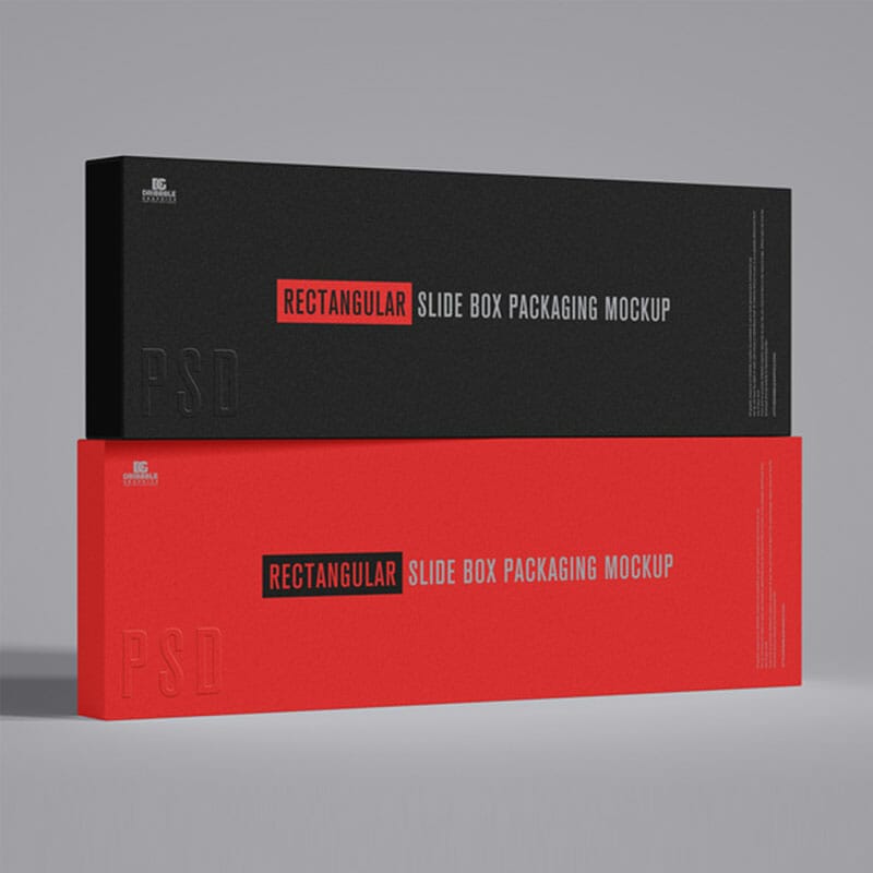 Free Rectangular Slide Box Packaging Mockup