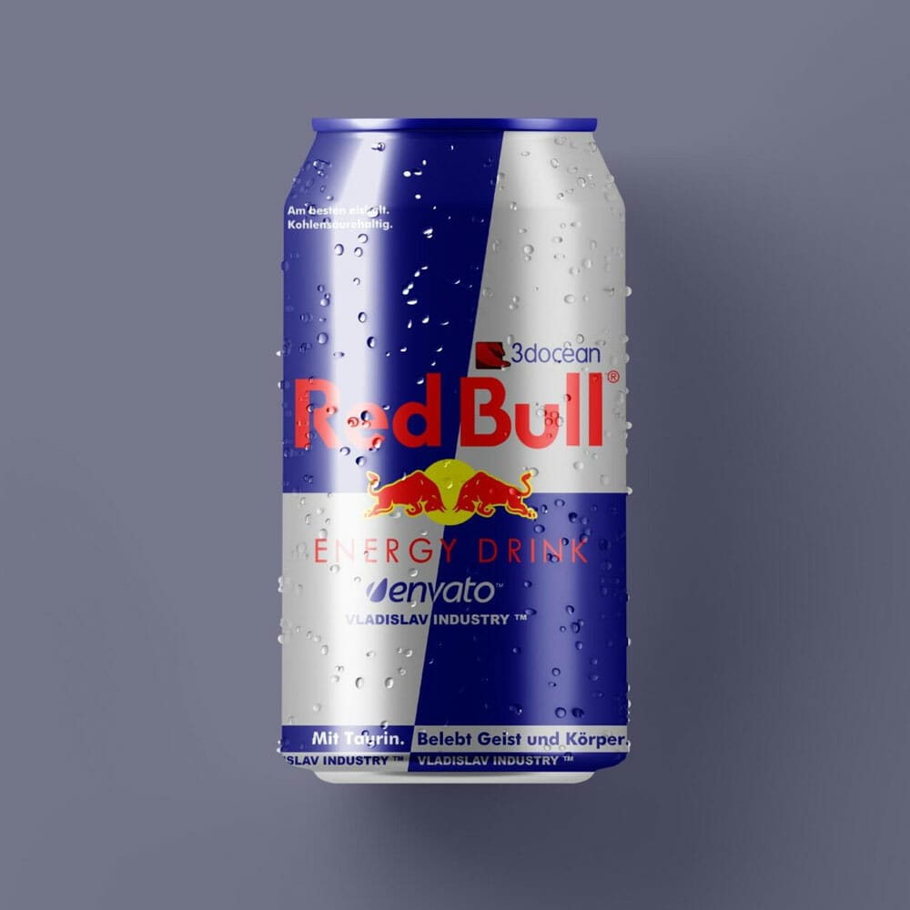 Free Red Bull Can Mockup PSD Template
