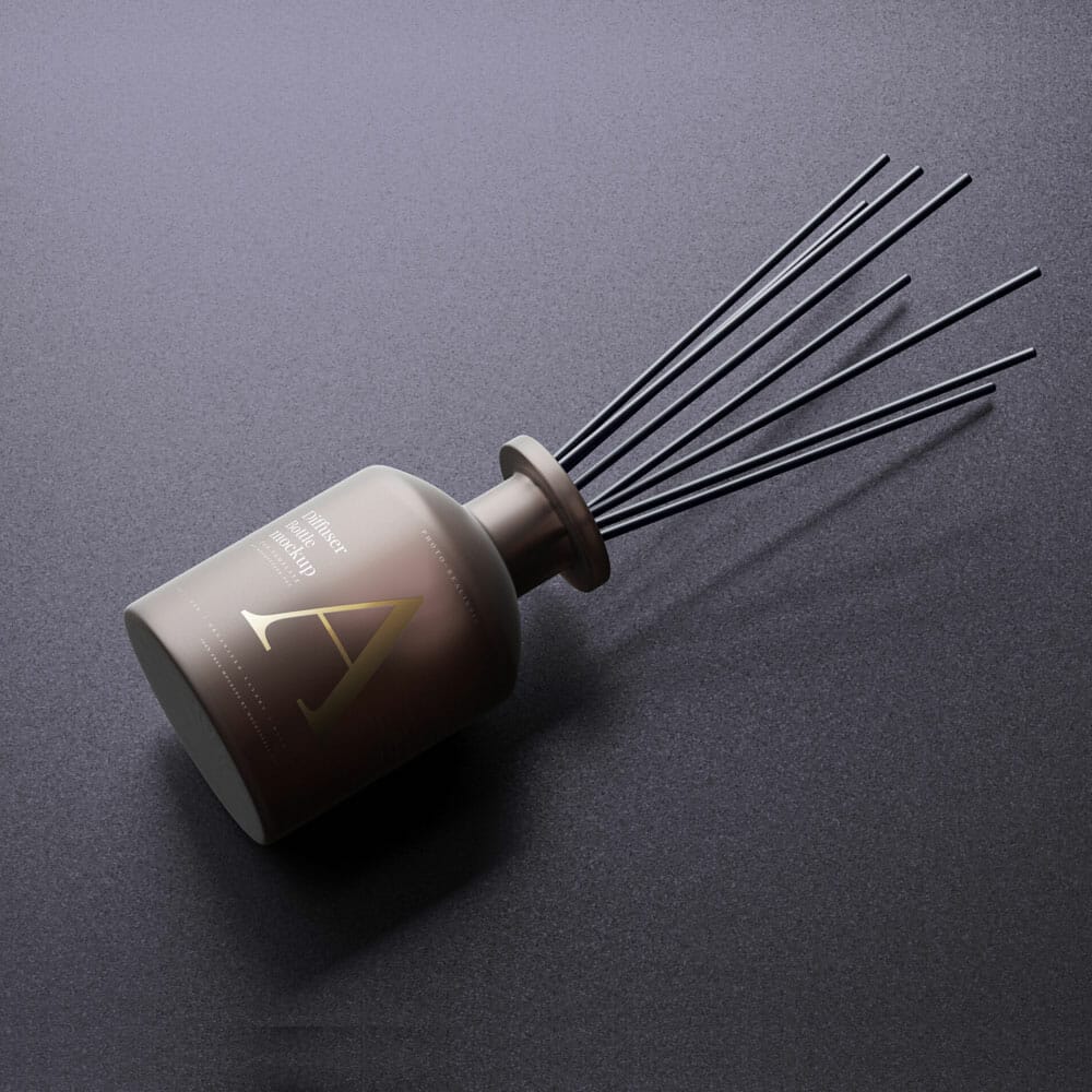 Free Reed Diffuser Dark Setup Mockups PSD