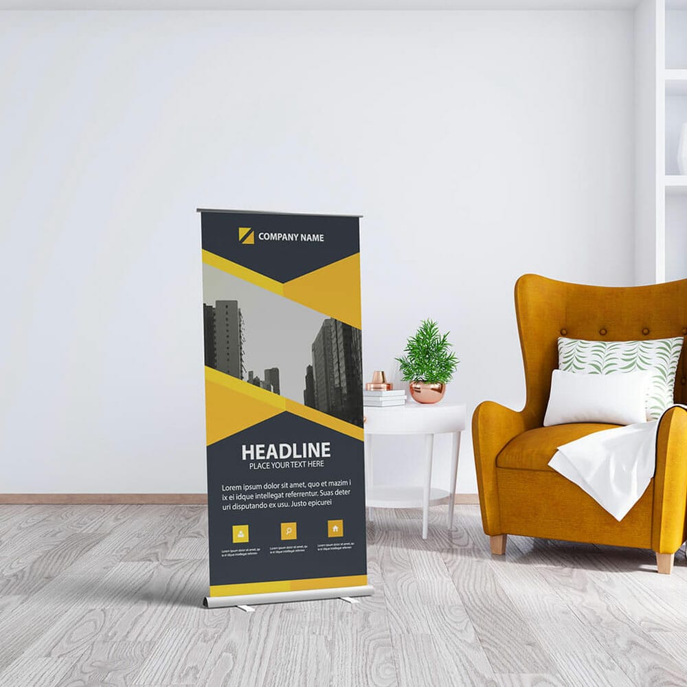 Free Roller Banner Mockup PSD Template